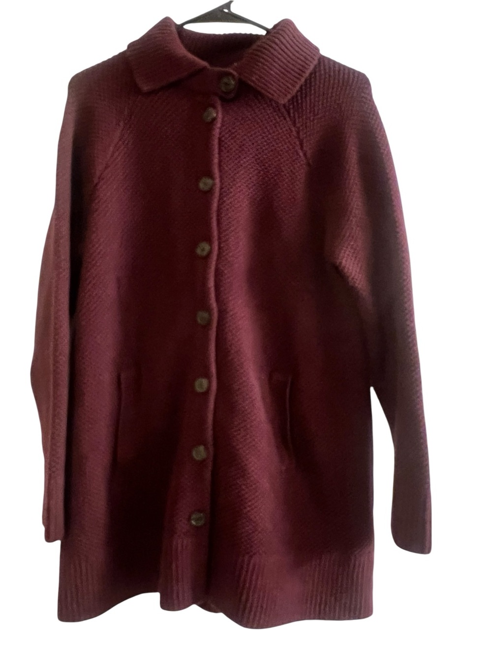 Talbots Burgundy Button-Front Knit Cardigan